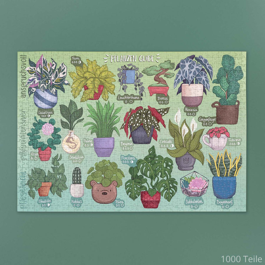 Pflanzenguide Puzzle mit grünem Hintergrund und 1000 Teilen