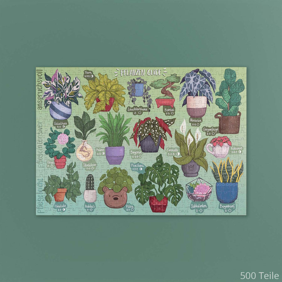 Pflanzenguide Puzzle mit grünem Hintergrund und 500 Teilen