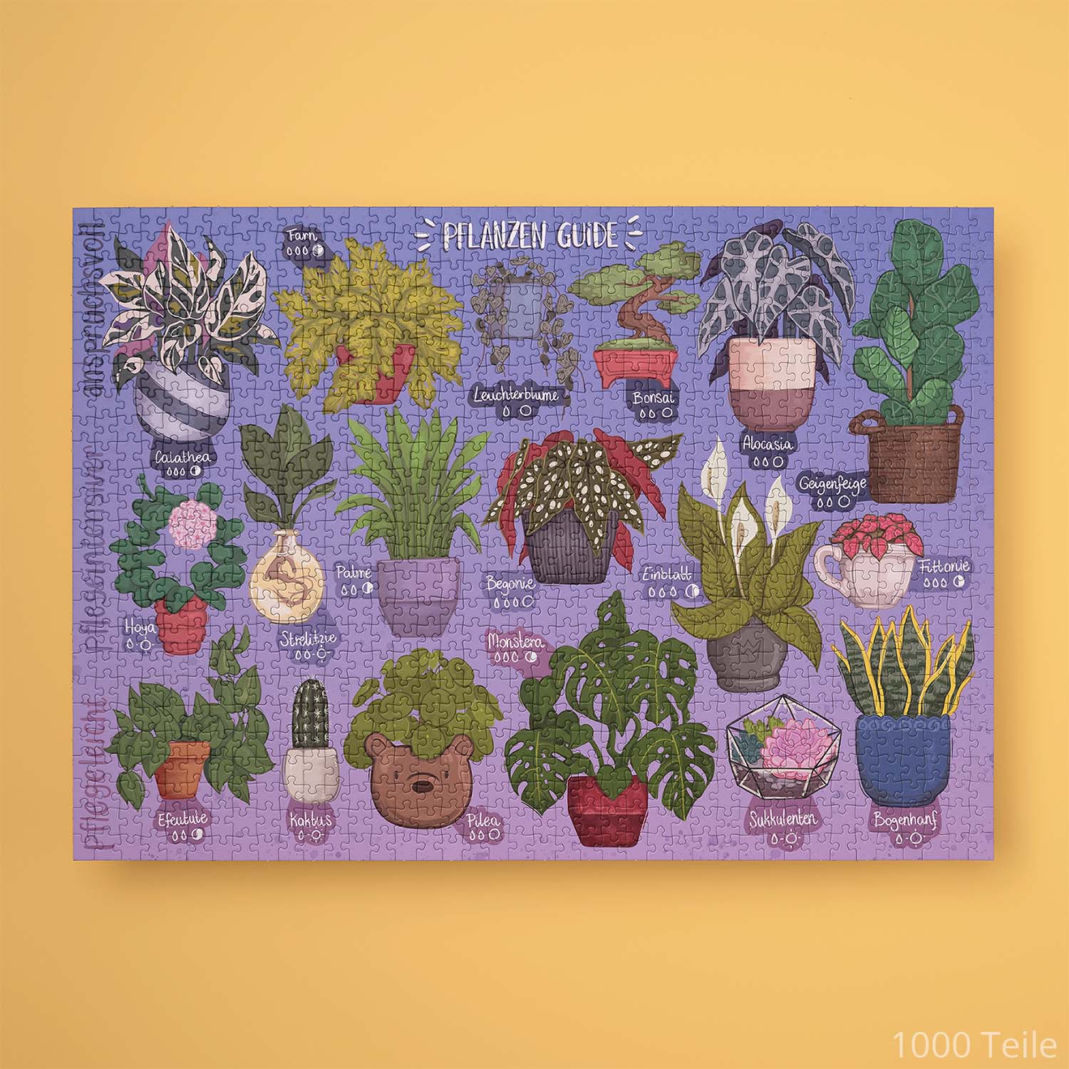 Pflanzenguide Puzzle mit lila Hintergrund und 1000 Teilen